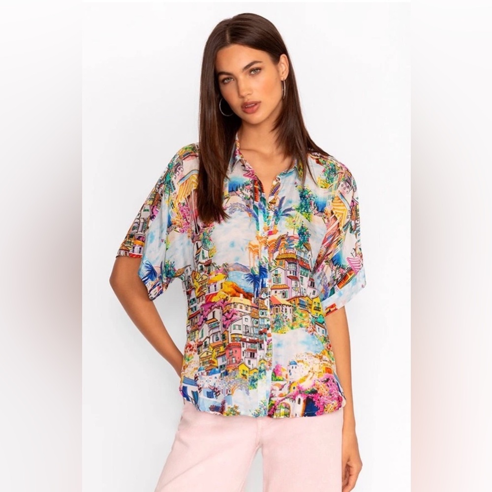 ISO Johhny Was Lynn silk button down cannes print, M or L